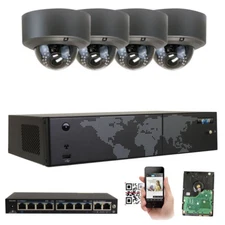 8 Channel H.265 NVR (4) 5MP 4X Optical Zoom PoE IP Dome Camera Security System