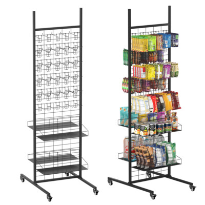 Retail Display Rack Market Grid Wall Panel Tower Shelf Merchandiser Snack Basket