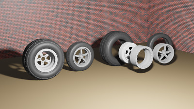 Unpainted Base Rims 1/24 Weld Alumastar Drag Wheels Tires for diorama or diecast UNPAINTED ...