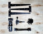 Tee Hinges 10" (3) Auto Latch Spring Closer Bolt Garden Gate Fitting Kit Black