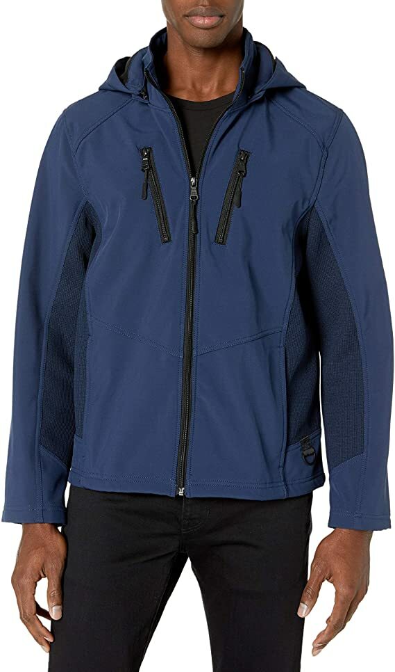 Мужская водонепроницаемая куртка со съемным капюшоном Urban Republic - темно-синяя большого размера