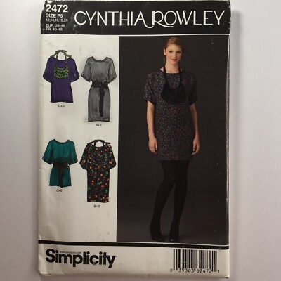 Simplicity 2472 lockeres Tunika Kleid Oberteil Rüschen Einteiler Damen neu ungeschnittenes Muster