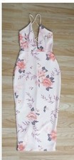 Ladies Prettylittlething floral Bodycon Dress pink Size 8