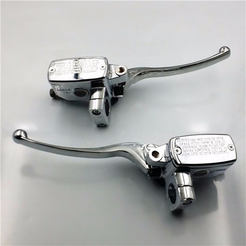 Chrome 1" Handlebar Reservoir Brake Hydraulic Clutch Master Cylinder Lever Cafe - Picture 3 of 9