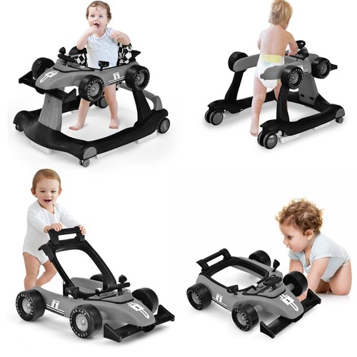 4 en 1 forme de voiture aide à l'apprentissage de la marche pliable bébé aide à l'apprentissage de la marche poussette d'apprentissage de la marche avec musique - Photo 28/66
