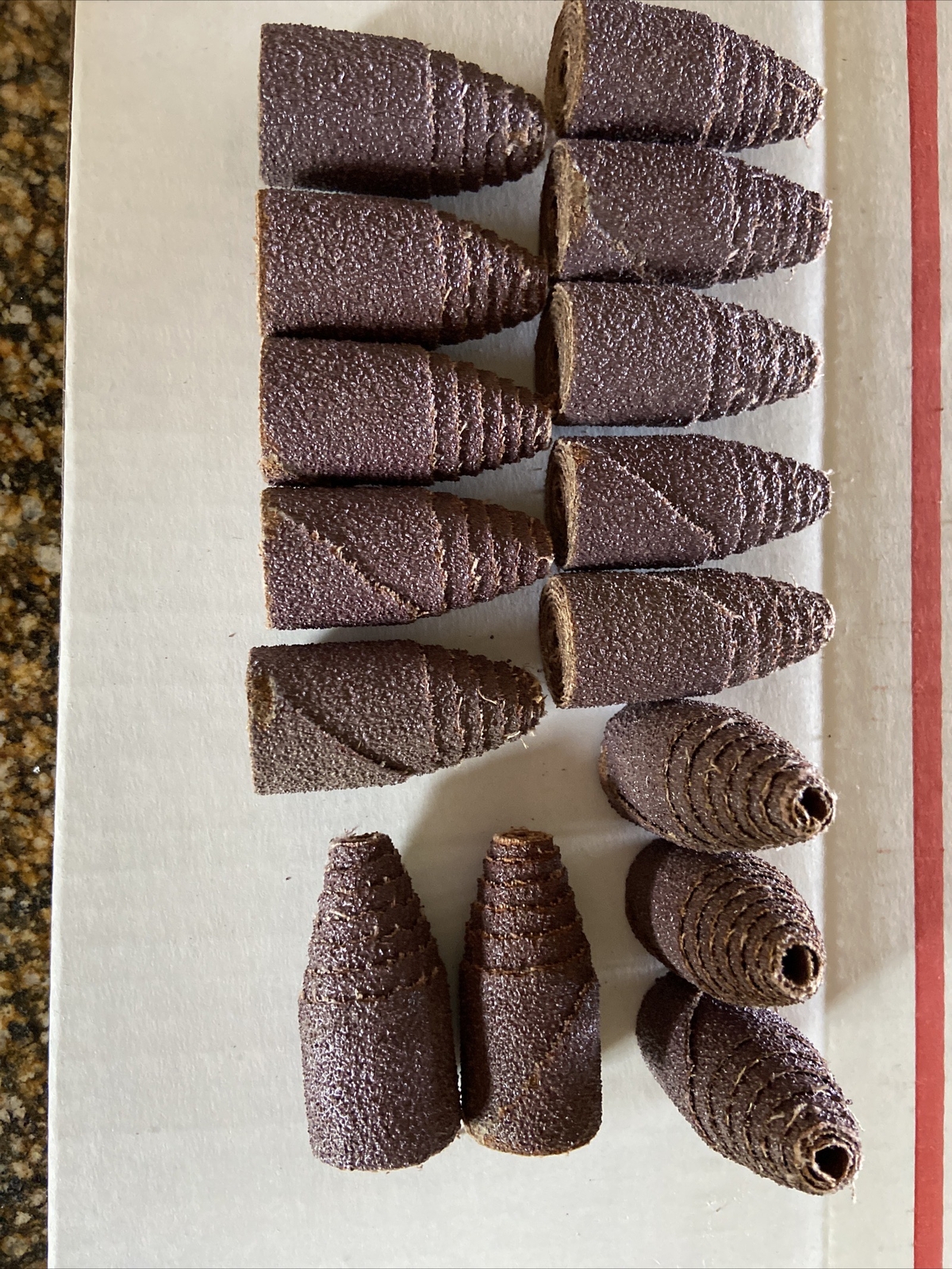 Tapered Cartridge Rolls 1/2" To 1"x 2" 36 Grit Aluminum Oxide Abrasive