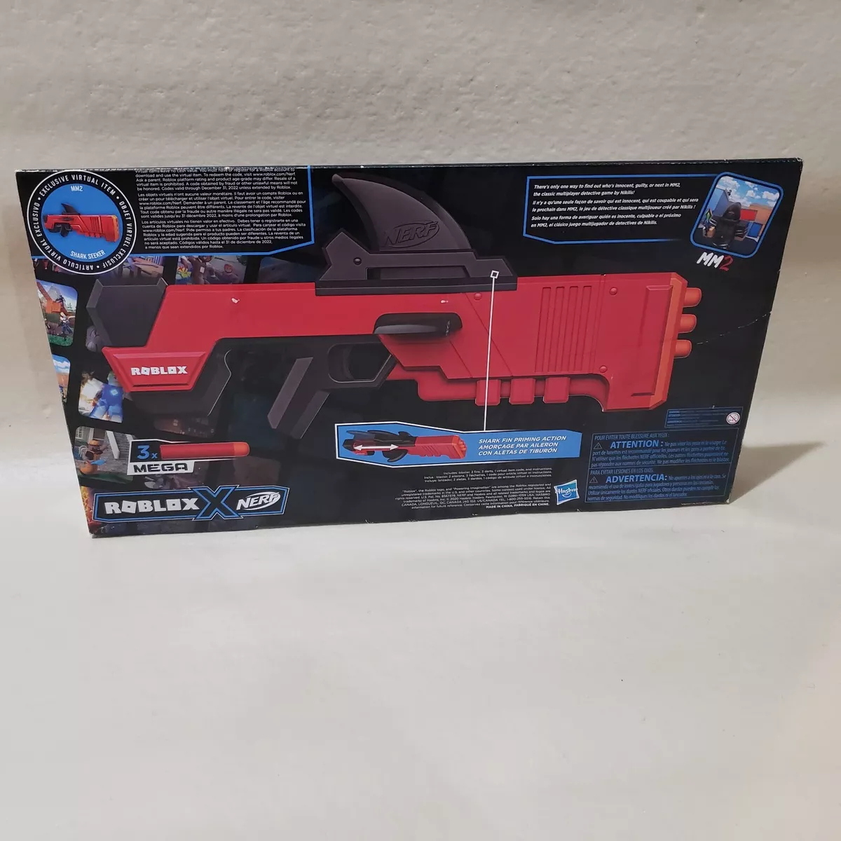 NERF + ROBLOX MM2 Shark Seeker 🔫 Dart Blaster Gun 🔥 Multicolor +