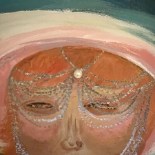 Original Abstract Painting On Canvas W/ Three Dimensional Aspect W/ Pearl Added