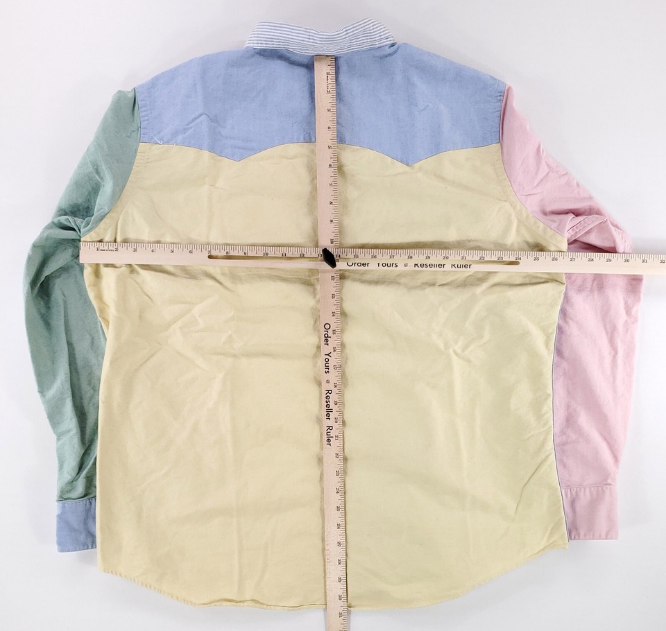 Ralph Block Polo Ralph Lauren Color Block Custom Fit Pearl Snap Shirt Mens XXXL | eBay