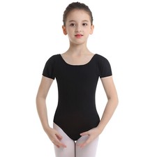 Girls Team Short Sleeve Cotton Leotard Ballet Gymnastic Athletic Dance Bodysuit