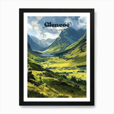 Glencoe Scotland Valley Art Illustr Framed Wall Art Poster Canvas Print Picture