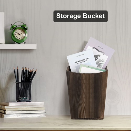 Wood Waste Basket Small Trash Can for Office Rectangular Trash Can Decorative... - Picture 4 of 7