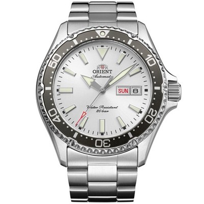 Orient Mako ''Kamasu'' 42 mm weißes Zifferblatt Stahl automatische Herrenuhr RA-AA0825S39B