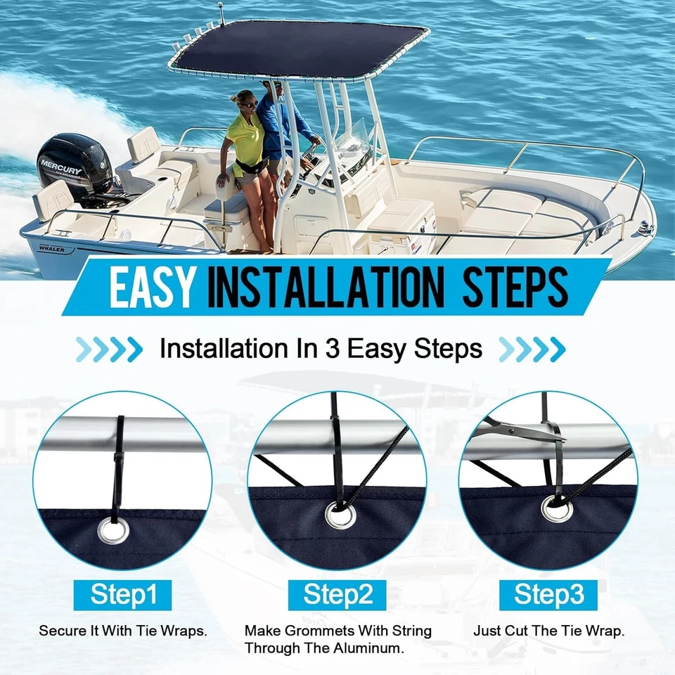 1200D Heavy Duty Marine Grade T Top Canvas Replacement for Center Console Boat w - Image 4 of 4