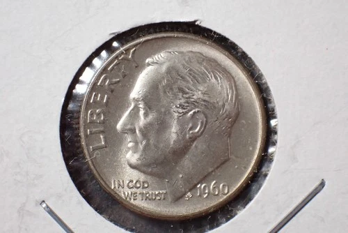 One  Roosevelt Dimes 90% Silver dated 1960D BU Cond ROOS 049
