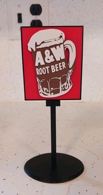 A&W ROOT BEER RESTAURANT Miniature Sign Display Diorama (((  6.5'' Tall )))
