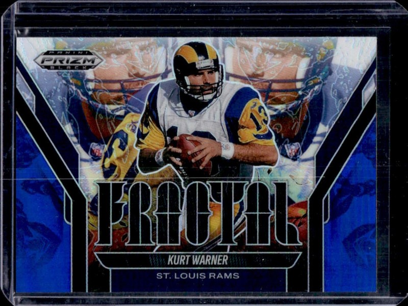 2025 Panini Prizm Black Kurt Warner Fractal Blue #/199 Rams