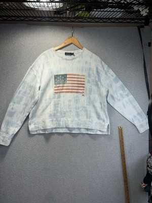 Polo Ralph Lauren american flag Logo Faded Sweatshirt Vintage Style Sz L