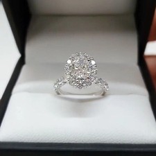 3 Ct Oval Lab Created Diamond Women's Halo Engagement Ring 14K White Gold Plated