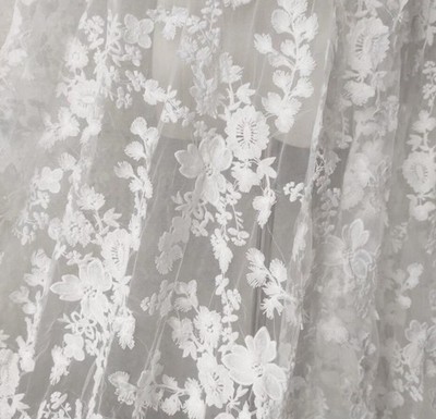 Premium weiß Blumen Spitze Stoff bestickt weich Tüll Netz für Kleid Handarbeit
