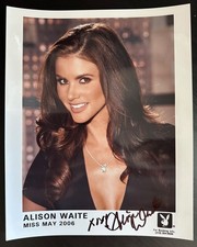 8x10 Alison Waite Miss May 2006 Playboy Headshot (Autographed) Black Top