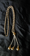 Vintage Perlenkette Weiß/Gold mit Silbernem ...