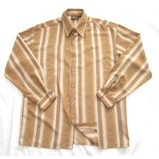 Monzini Collection 70's Men Sz L Striped Medallion Button Shirt(Made in USA)M522