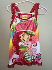 Strawberry Shortcake Y2K Silky Pajama Tank Top Size 6