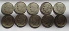 1950 to 1953 S Silver Roosevelt Dimes, 10 Different Dimes Circulated Condition