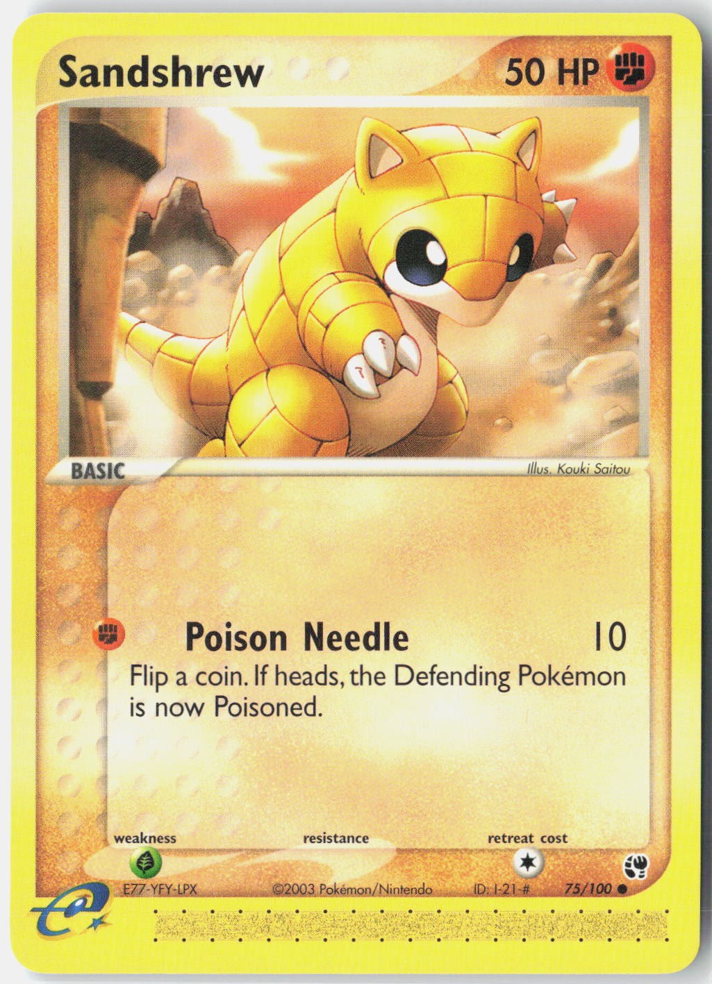Sandshrew 75/100 Common Sandstorm Pokemon Near Mint
