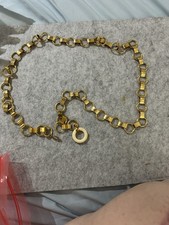 Gold Tone Oval Link Chain Belt with Toggle