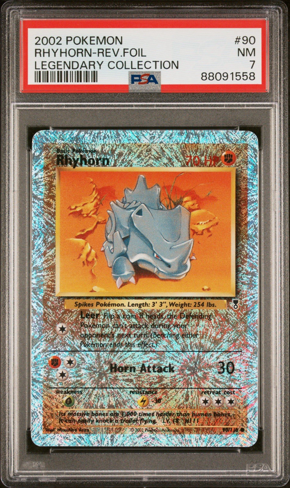 PSA 7 2002 POKEMON LEGENDARY COLLECTION RHYHORN 90/110 REVERSE HOLO