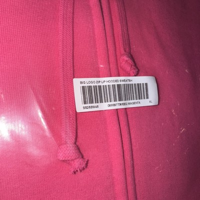 Supreme Big Logo Zip Up Hooded Sweatshirt Magenta SS25 Size