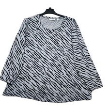 Susan Graver Women's Sweater Plus Size 3X Pullover Zebra Gray And Black Mobwife