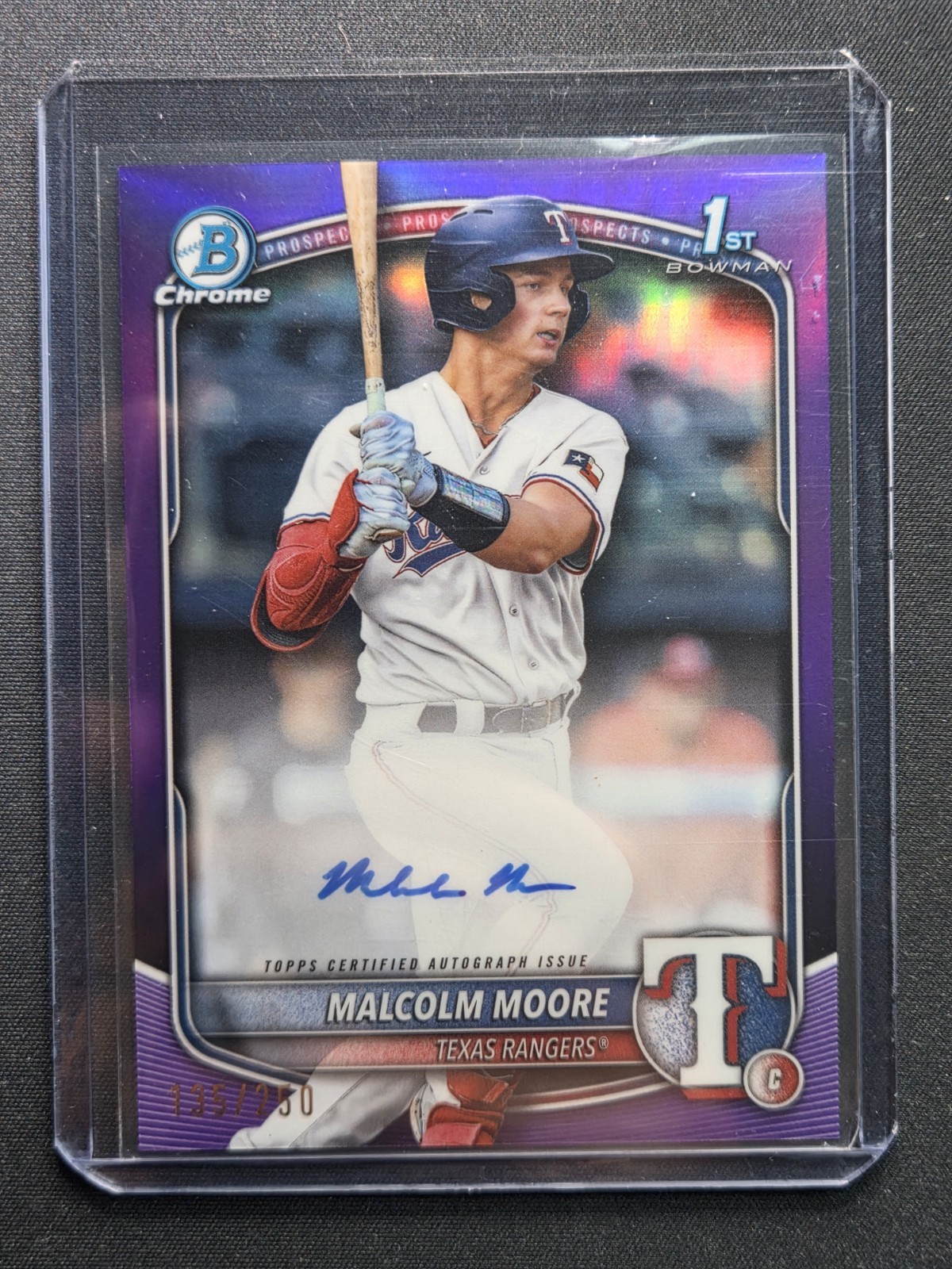 2025 Bowman Chrome 1st Auto Purple Refractor /250 Malcolm Moore Rangers