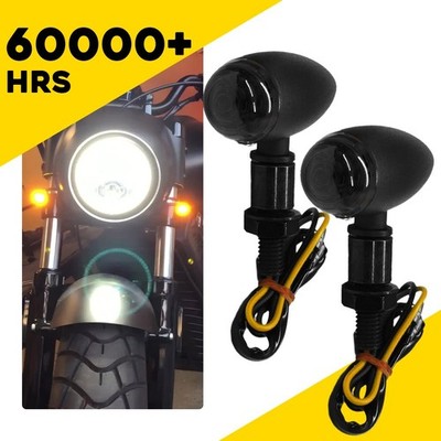 Motorcycle LED Mini Bullet Turn Signal For Blinker Light Bobber Racer Cafe Smoke