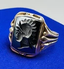 Vintage 10k Gold Sterling Mens Cameo Ring Size 8.5 -  7.2 Grams