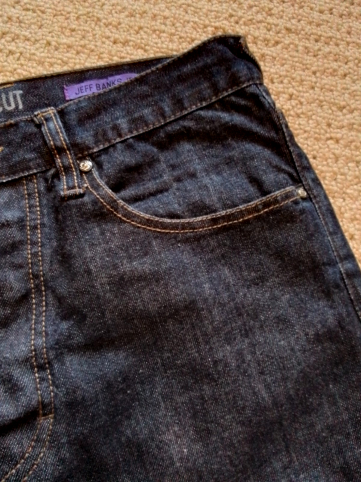 Mens Jeff Banks Straight Leg Jeans Dark Blue W34 L31 Button Excellent image 4