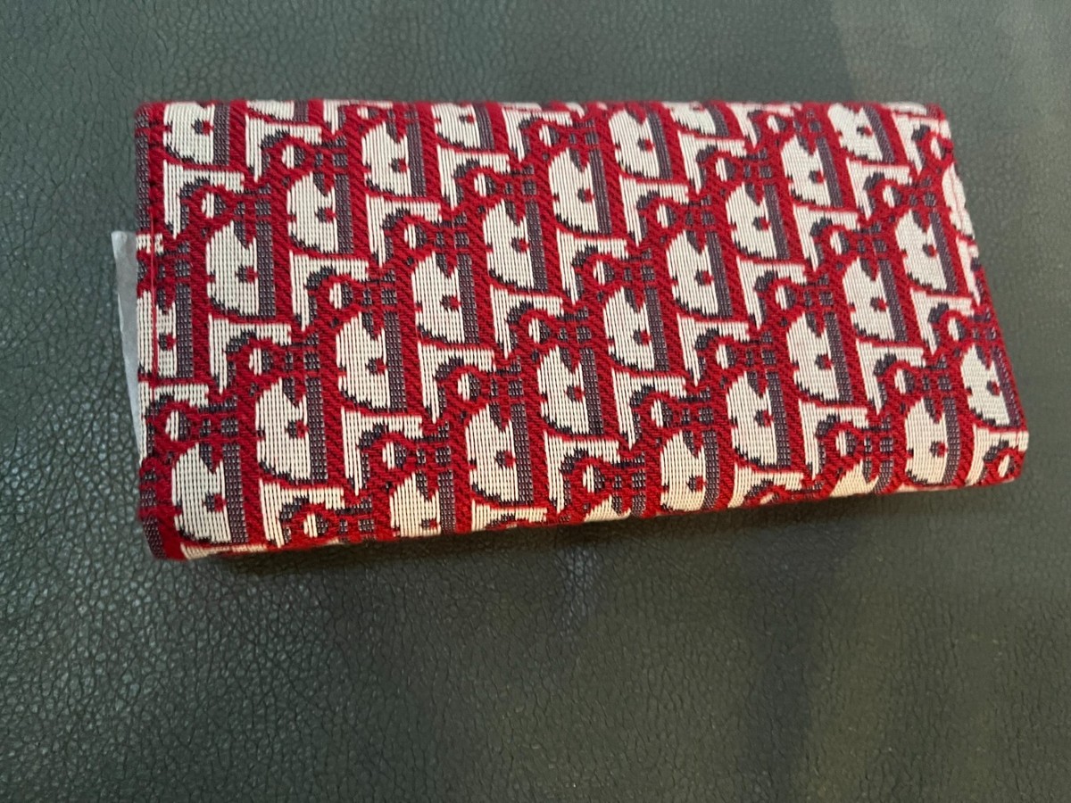 Christian Dior Red Oblique Monogram Logo Flap Long Wallet | eBay