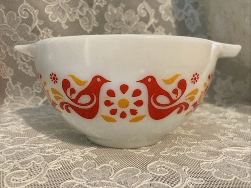 Vintage Small Red Orange Pyrex Bird Bowl Friendship Bird  Cinderella #441 1.5pt