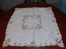 Vtg Table Topper Tablecloth Intricate Cutwork Batenburg Lace Embroidery 31 x 31