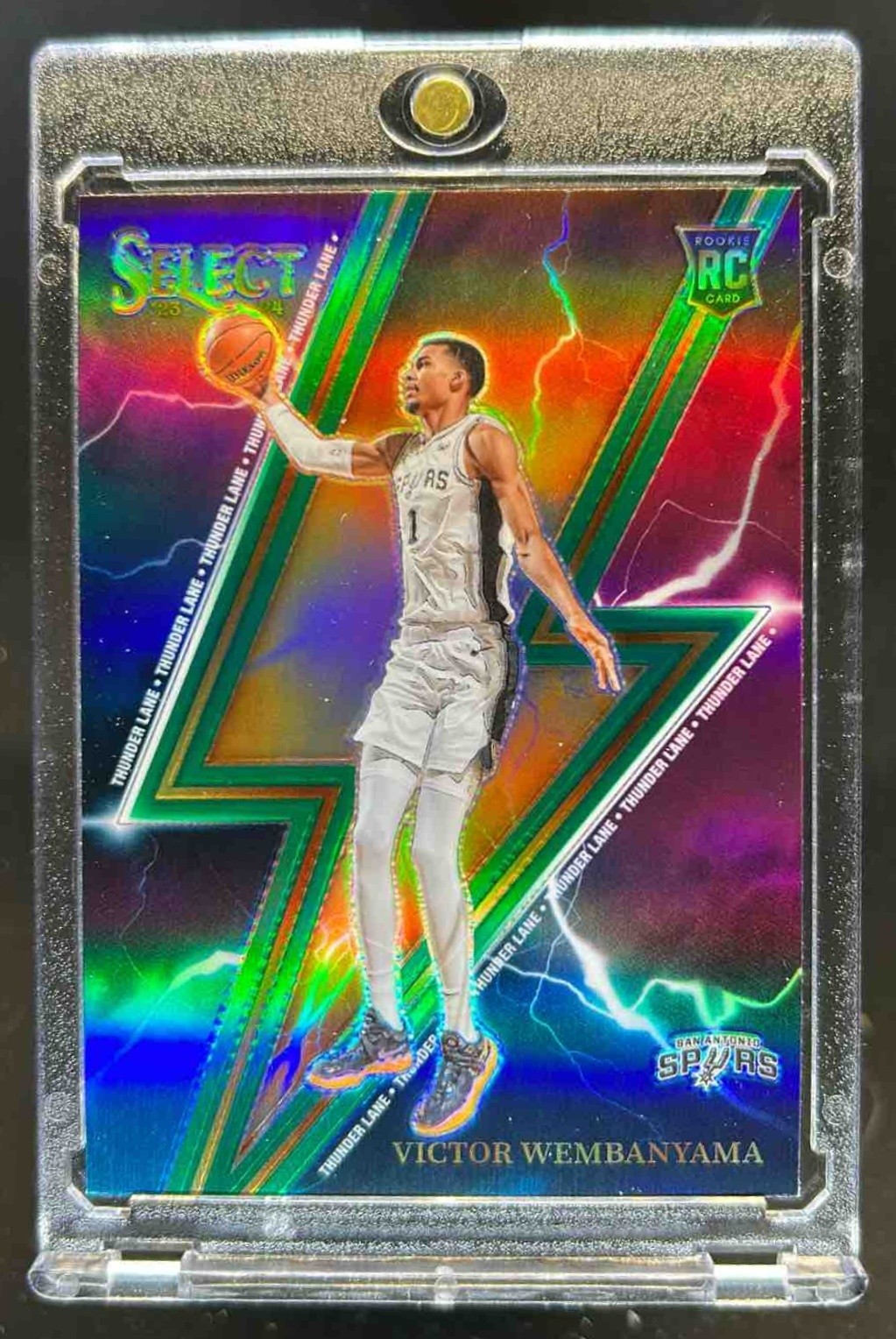2023-24 Select Victor Wembanyama Thunder Lane RC Green Prizm #5 Spurs