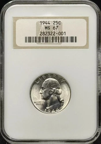 1944 Quarter Dollars Silver Coinage NGC MS-67