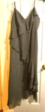 Gray Tiered Chiffon Maxi Dress Spaghetti Straps Romantic