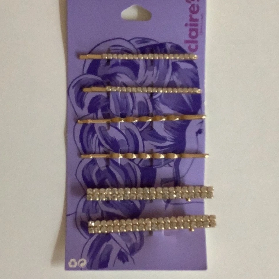 Juego de pinza y pinza de pelo Claire's Bedazzled Gold Rose and Pearl. Nuevo en paquete Foto 4 de 4