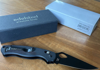 edelsteel ES802 Taschenmesser 440C Drop Point Klinge Gürtelclip schwarz