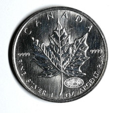 2000 $5 Pure .9999% Silver Maple Leaf 1 oz Coin RCM in Flip Firework Privy 94.74 per troy oz