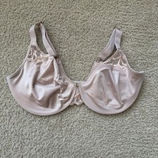 Lilyette 38D Pink Satin Minimizer Bra Embroidered Mesh Underwire Full Coverage