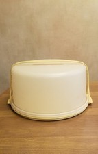 Vintage Tupperware Cake Taker Round Carrier Harvest Gold w/ Handle 1256-6 1257-6