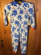NWT Sonic the Hedgehog Kids Sz XS 4/5 One Piece Pajama Hooded Footless Sleepwear